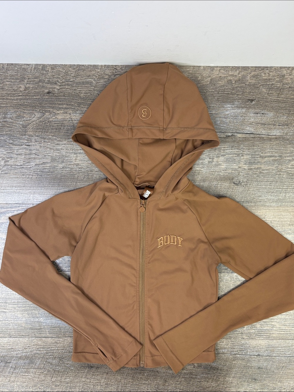 BODY by Raven Tracy Brown Full Zip Hooded Athletic Jacket Size M